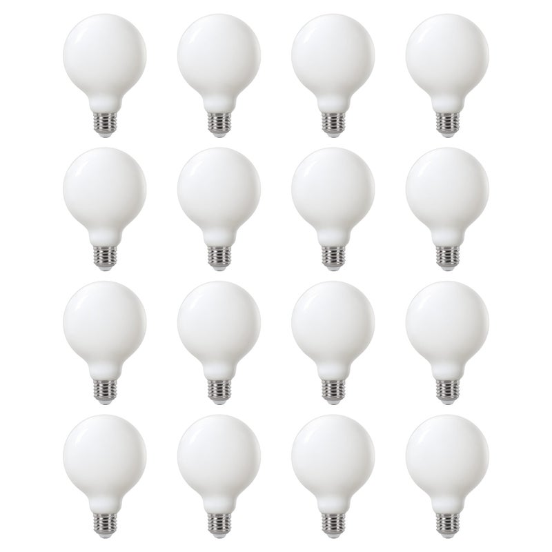 LEXMAN - Opakowanie 16 żarówek LED nieprzezroczystych - E27 - 1055LM - 4,9 W, co odpowiada 75 W - Ø 95 mm - 2700K - Ciepła biel