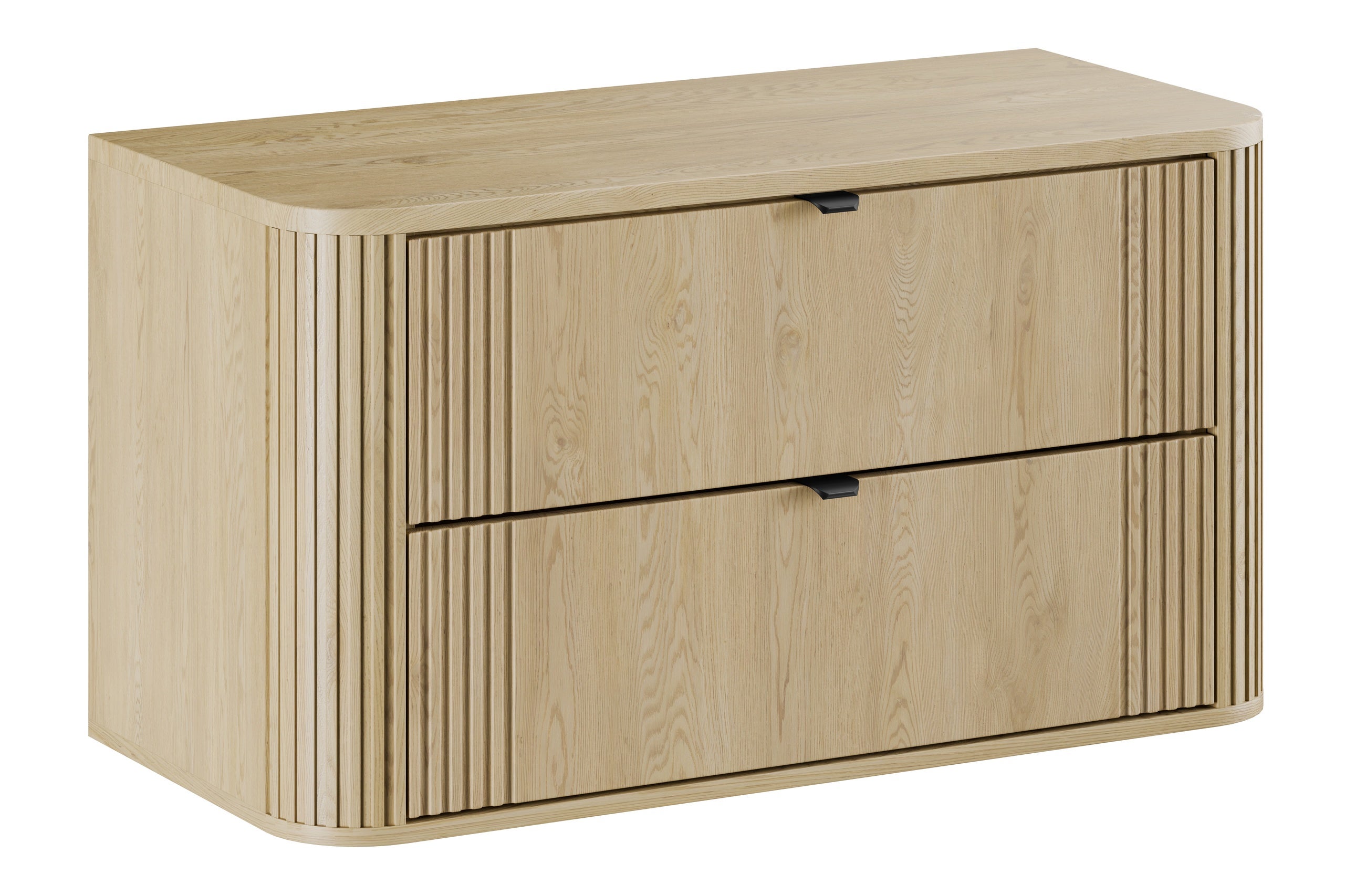 Szafka łazienkowa OVALIA 100 cm dąb Cremona ryflowane fronty blat MDF