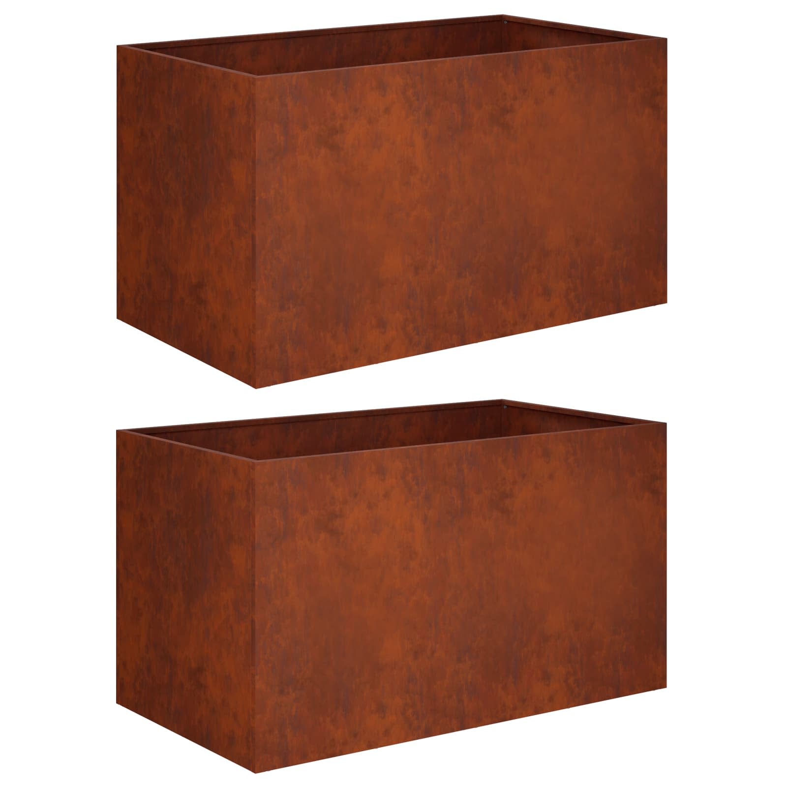 2x Donica Ogrodowa Corten 100x50x50 cm Rdzawa na Taras na Balkon na Kwiaty