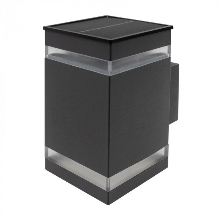 Kinkiet solarny LED czujnik zmierzchu szaro-czarny 1.2W neutralna 15lm metal wym:14x8,3x11cm IP44 Ecolight