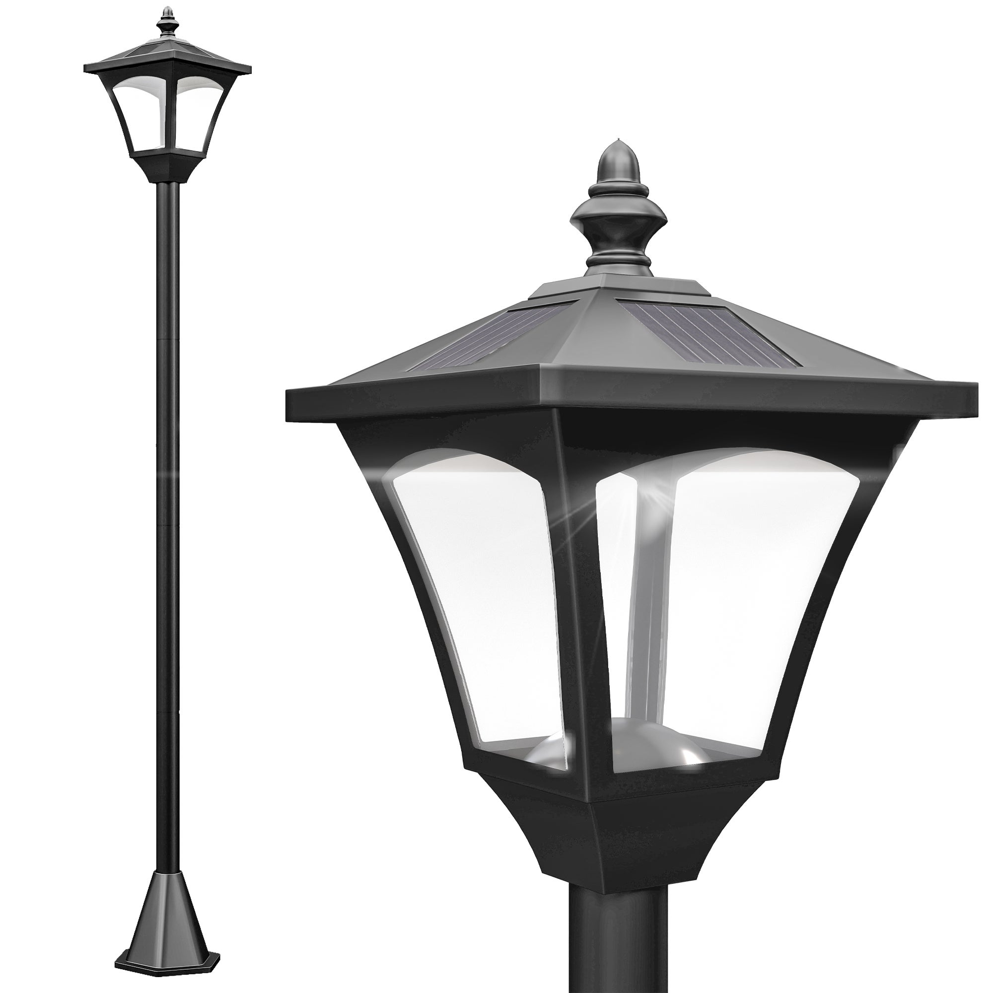 1.2m Solarny Powered Zewnętrzny Lampa Słupek - Czarny