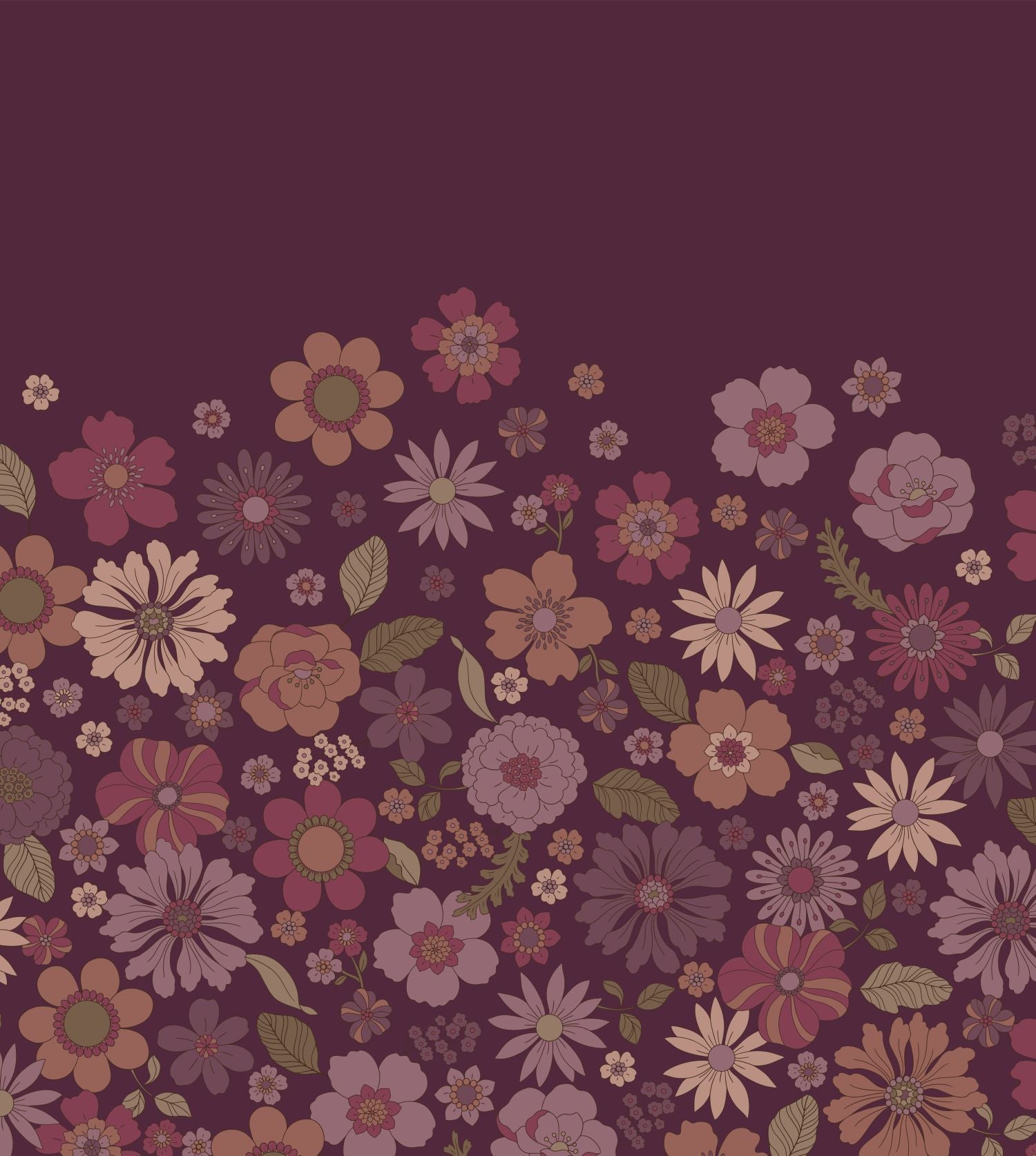 Fototapeta retro kwiaty fioletowy mauve - 2.5 x 2.79 m - ESTAHOME
