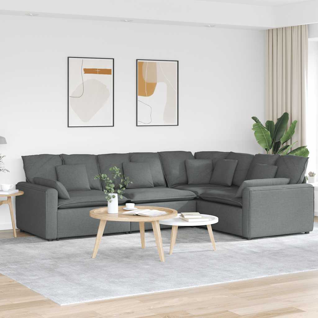 Sofa modułowa z poduszkami Tkanina Ciemnoszara vidaXL