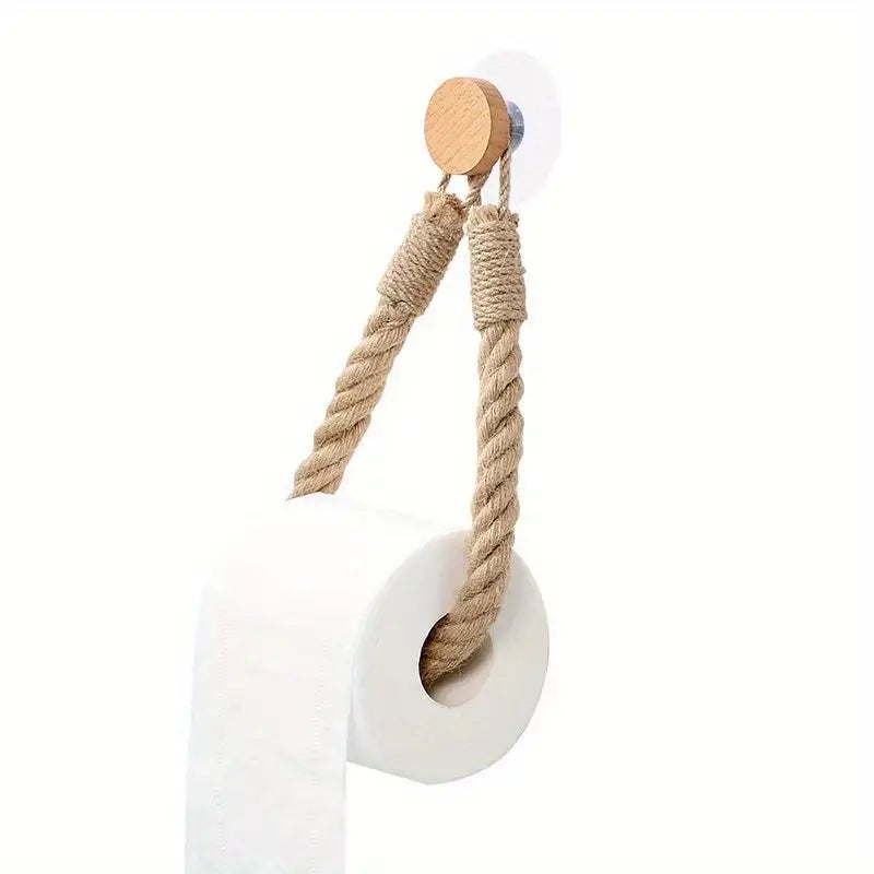 Uchwyt ścienny na papier toaletowy, uchwyt na papier toaletowy z plecionej liny, oszczędzający miejsce, łatwy montaż