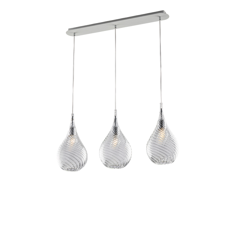 Binario in ferro con vetri trasparente pyrex 3 luci H.41 - MAX 141 - L.75 X 10