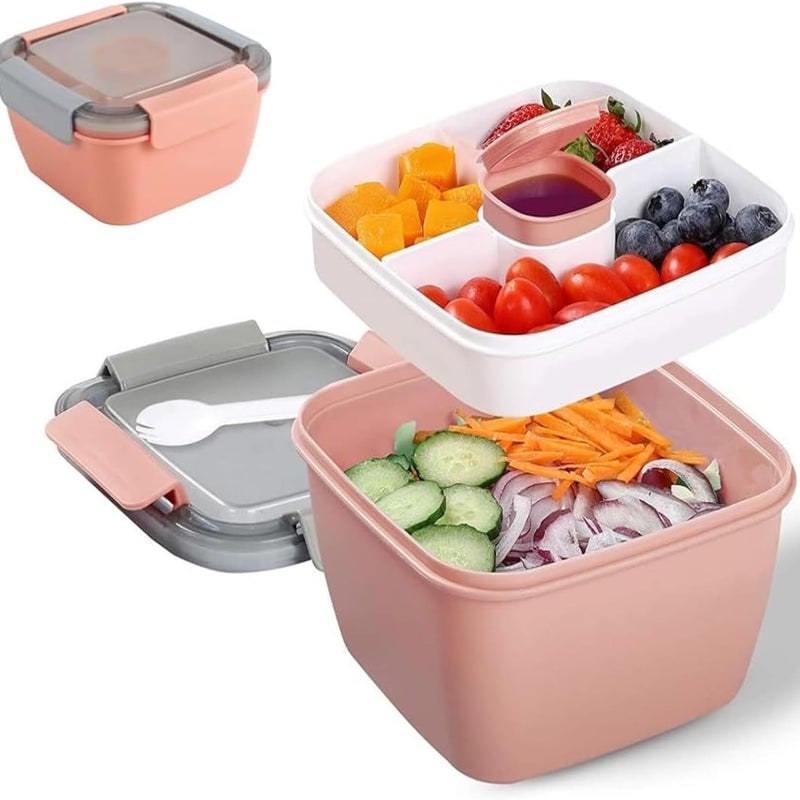 Pudełko na lunch z przegródkami, pudełko śniadaniowe ze sztućcami dla dorosłych/dzieci, trwałe, szczelne, pudełko na sałatkę na wynos