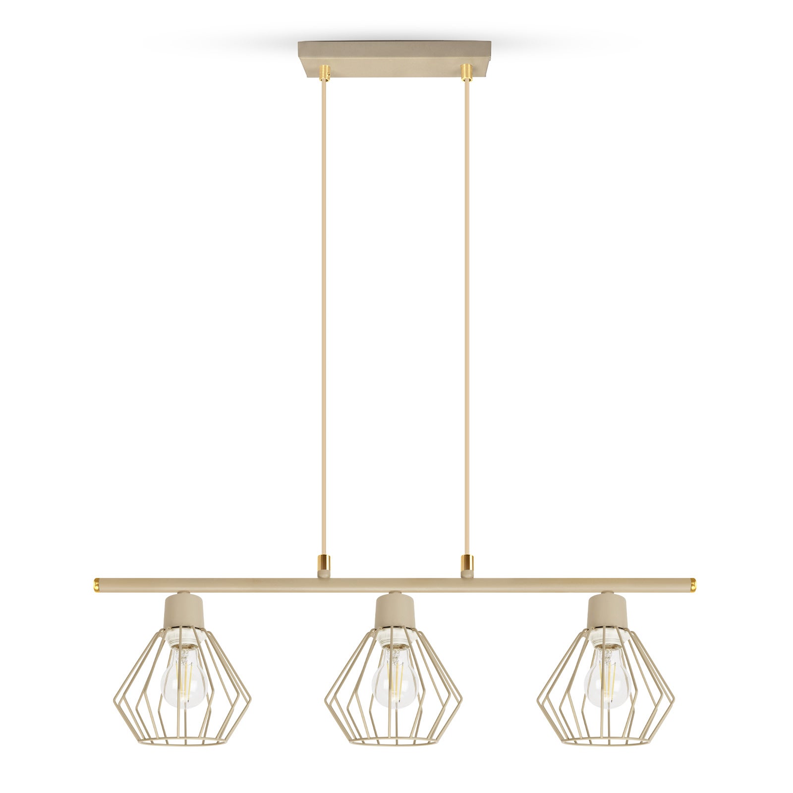 Lampa sufitowa wisząca nowoczesna beżowa loft skandynawska druciana 3xe27