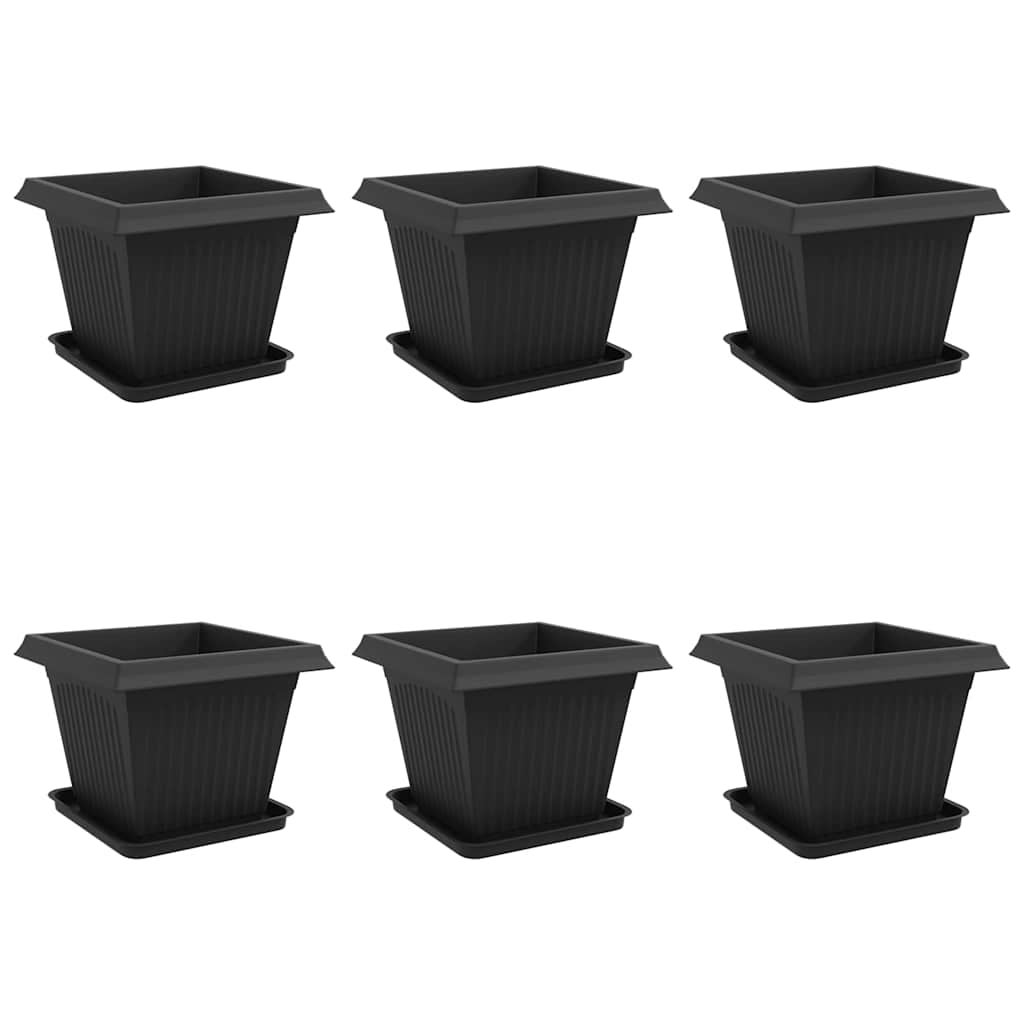 Doniczki 6 pcs Czarny 43 x 43 x 33,5 cm Z tworzywa sztucznego