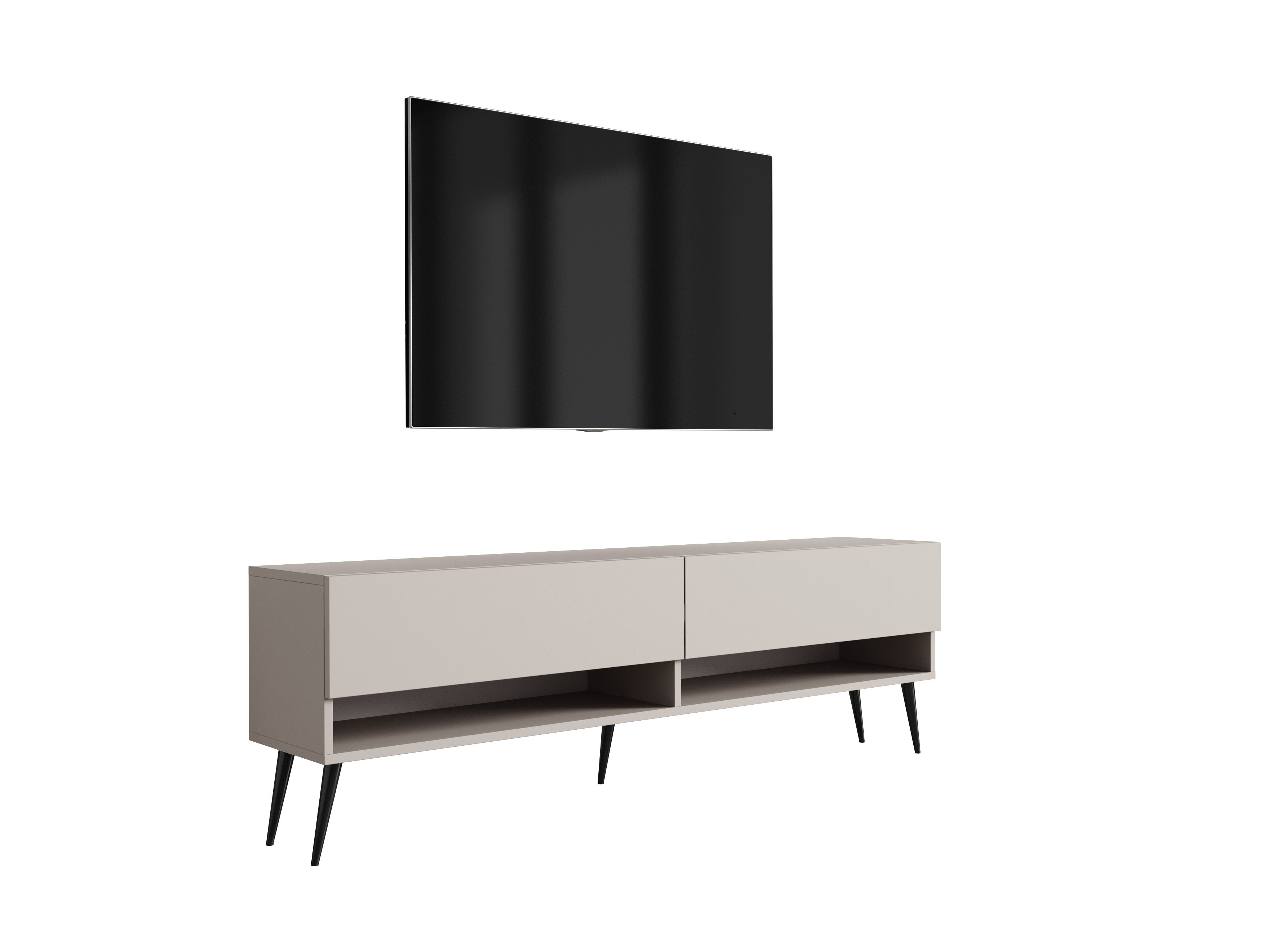 Szafka pod telewizor 170 cm Kaszmir, nóżki pochyłe czarne, 170 × 32 × 52 cm