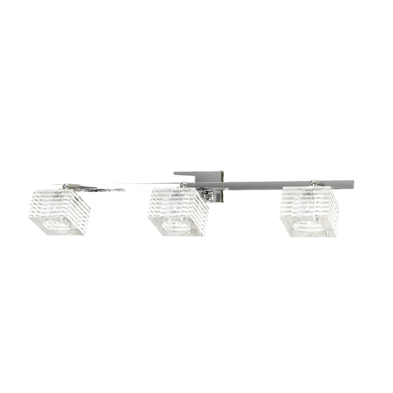 Kinkiet Toplight Metropolitan 3-punktowy z gniazdem G9, chromowaną ramą i szkłem hartowanym, nowoczesny design 55x10x12cm