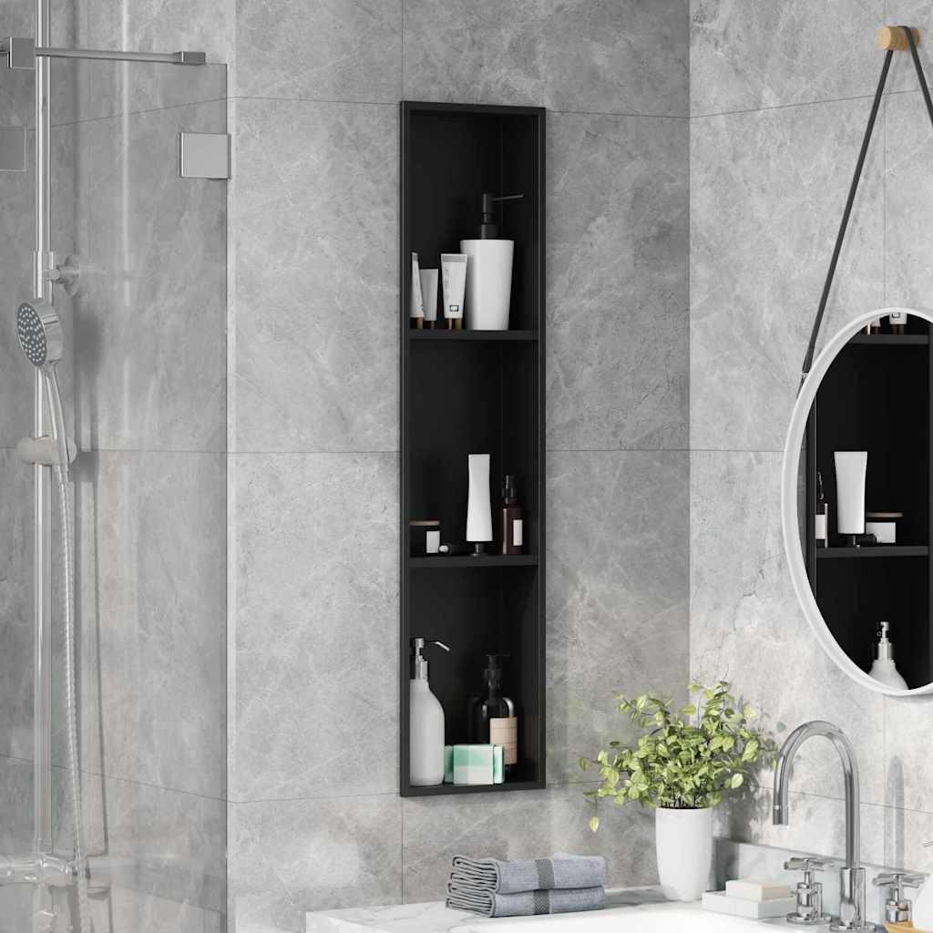 Nisza prysznicowa Czarny 90 x 20 x 9,5 cm Stal nierdzewna vidaXL