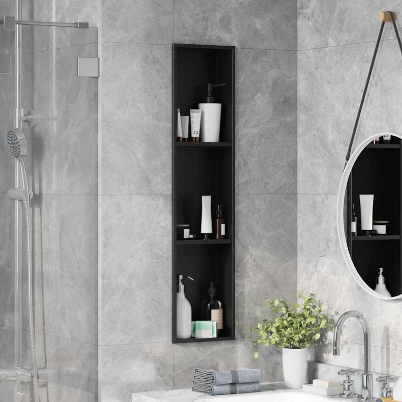 Nisza prysznicowa Czarny 90 x 20 x 9,5 cm Stal nierdzewna vidaXL