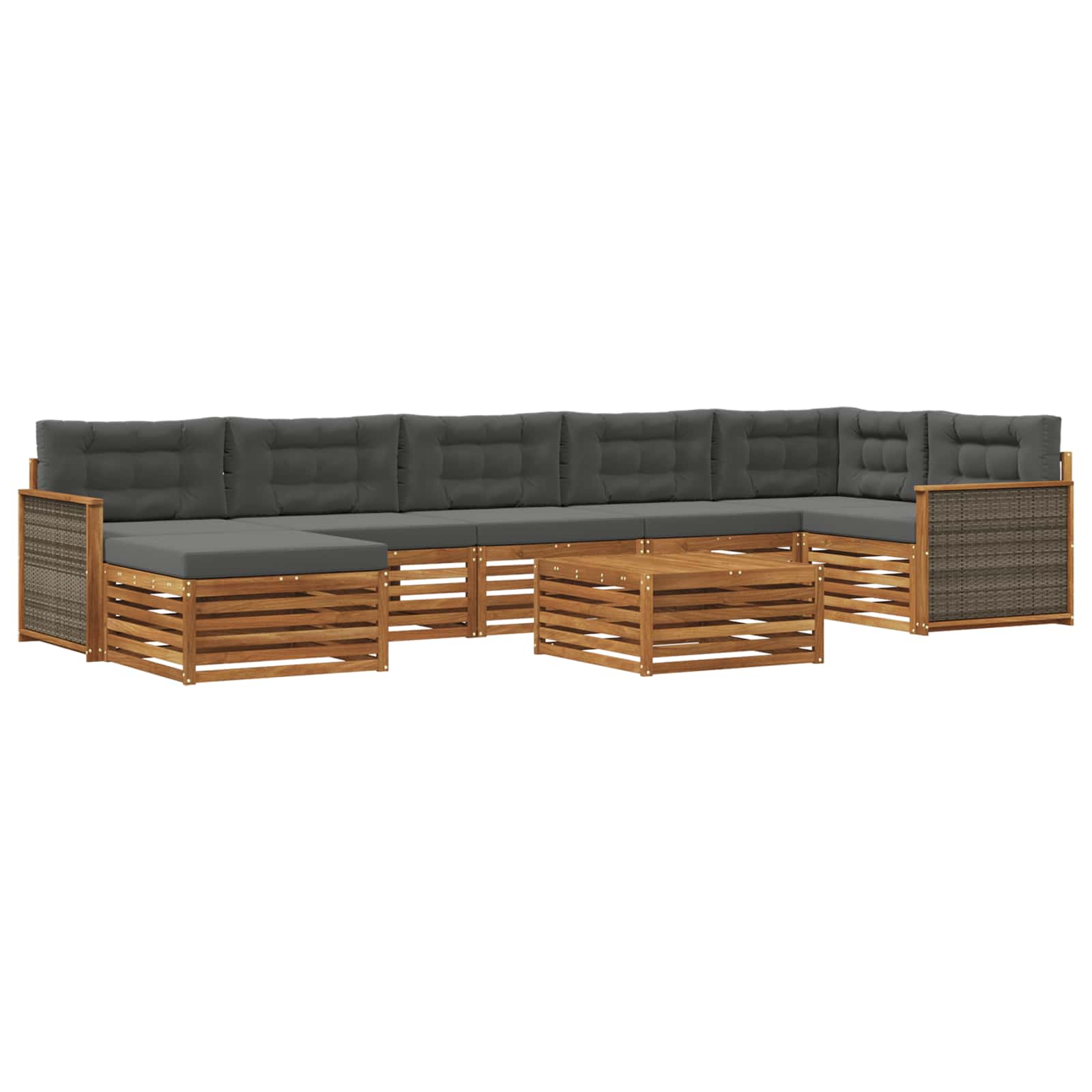 Zestaw sof na zewnątrz z poduszką 8 pcs Naturalny i Antracytowy