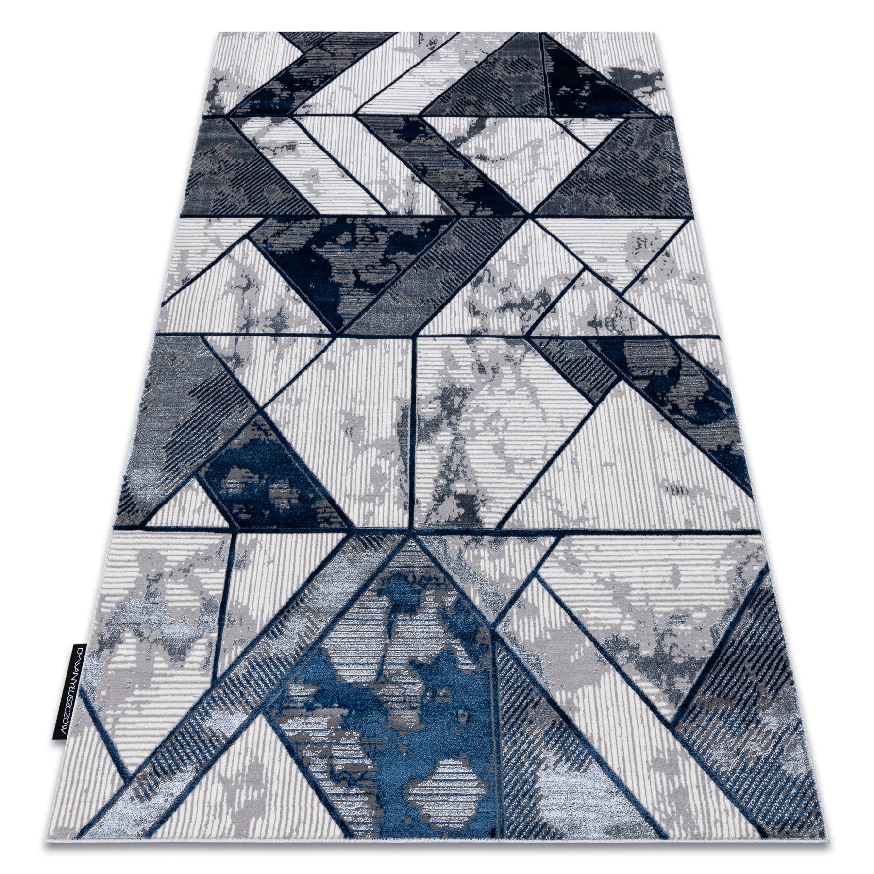 Dywan DE LUXE nowoczesny 632 Geometryczny - Strukturalny krem / granatowy 140x190 cm