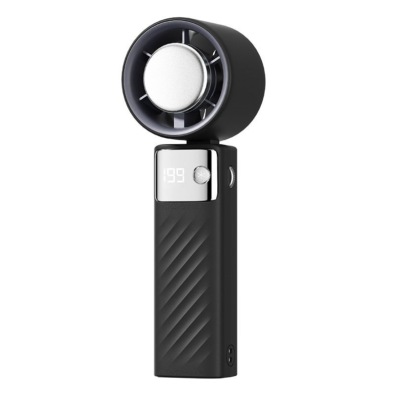 Przenośny wentylator, 4000mAh, ładowalny, mała cicha turbina, regulowana prędkość (1-199), odpowiedni na camping (czarny)