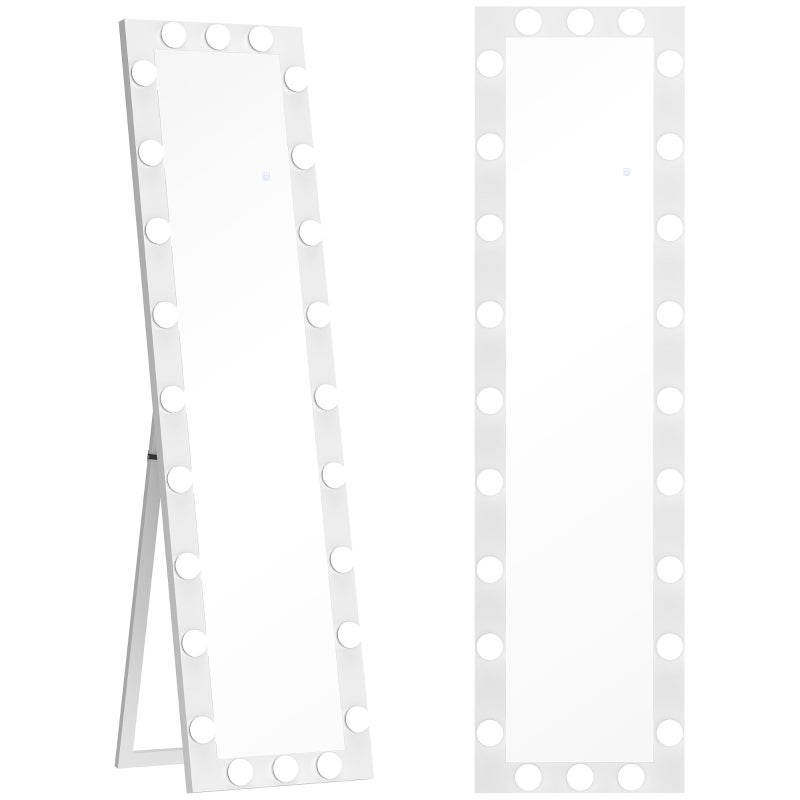 Lustro z oświetleniem LED 40 x 4 x 150 cm, z oświetleniem LED, biały, szkło oraz MDF, do łazienki, praktyczny wybór do codziennego użytkowania