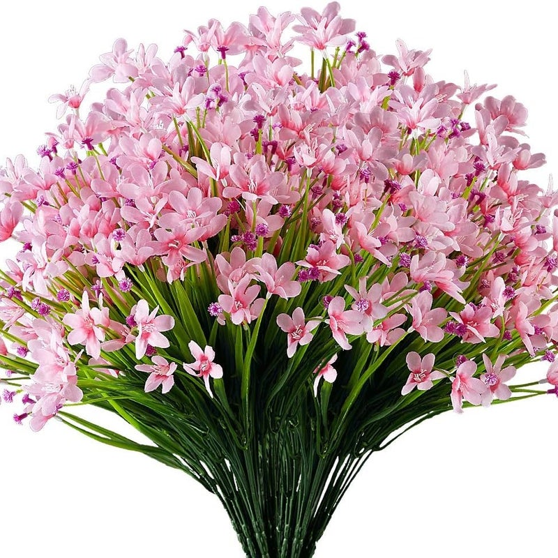 6 opakowań Sztuczne kwiaty orchidei, plastikowe rośliny na ślub Bukiet ślubny na świeżym powietrzu Dom Ogród Kuchnia Biuro Stół Wazon różowy