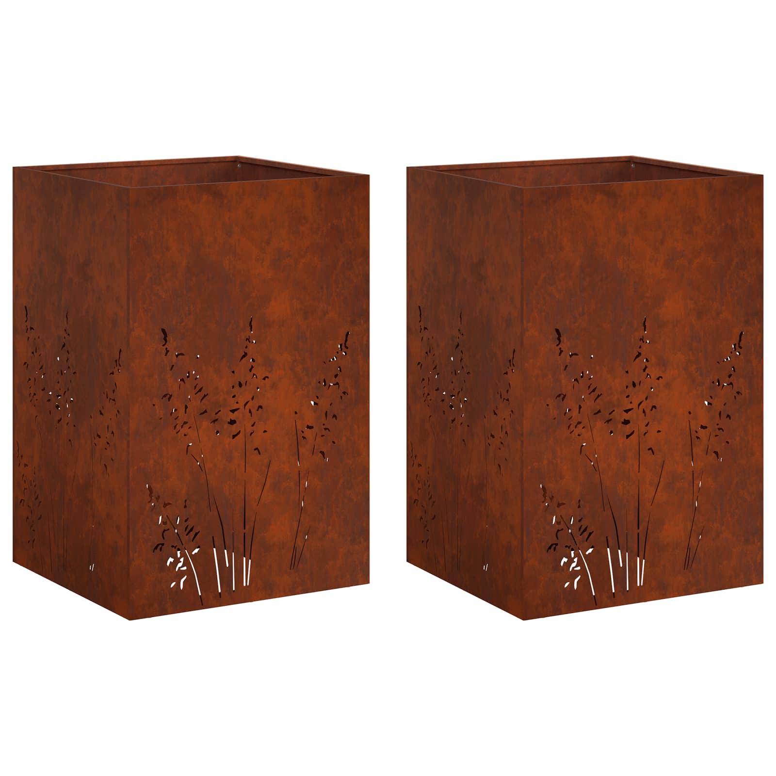 2x Donica Ogrodowa Corten 50x50x75 cm Rdzawa na Taras na Balkon