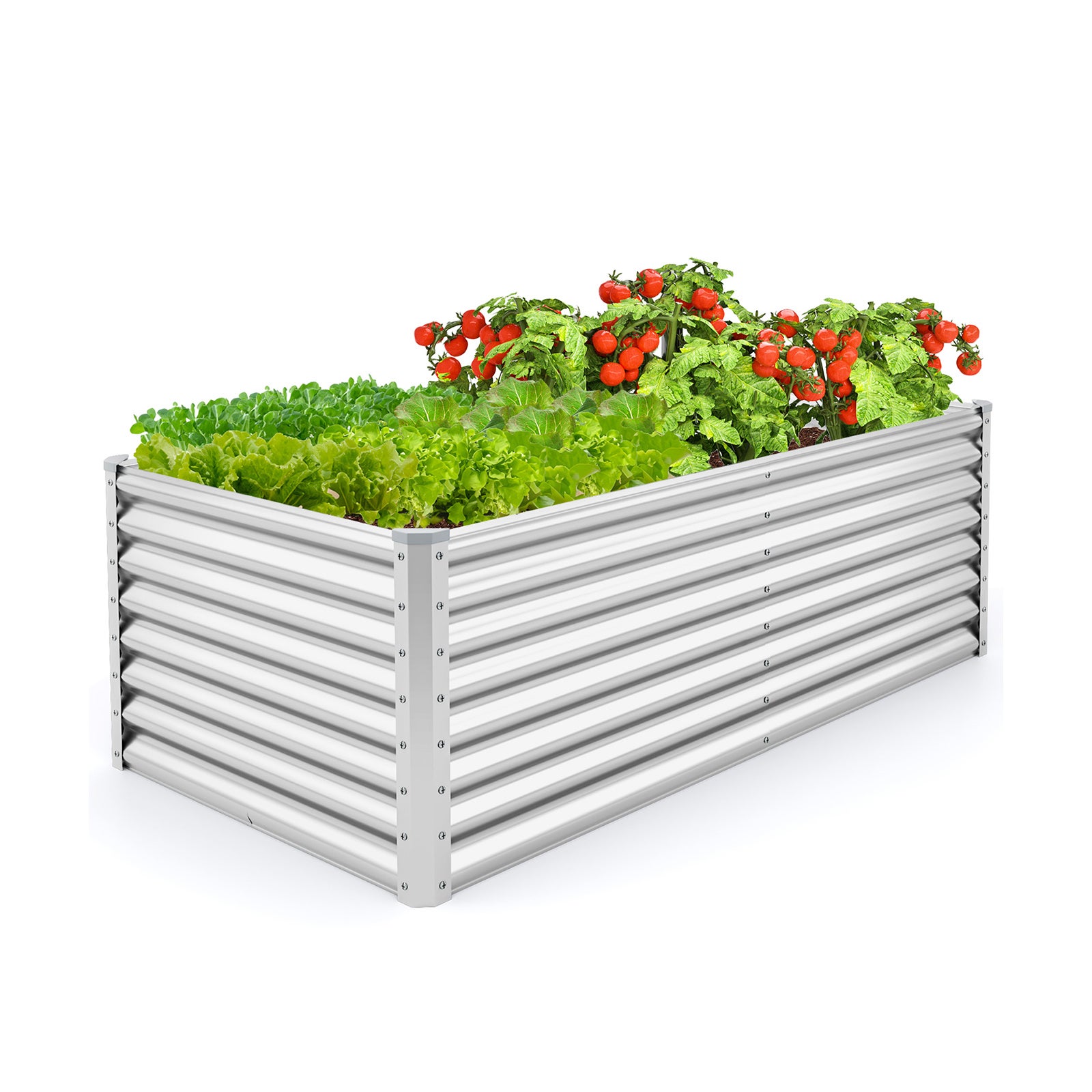 Metalowa podwyższona grządka, skrzynka na rośliny do ogrodu, 180 x 95 x 60 cm, prostokątny inspekt ze wzmocnionymi prętami i otwartym dnem