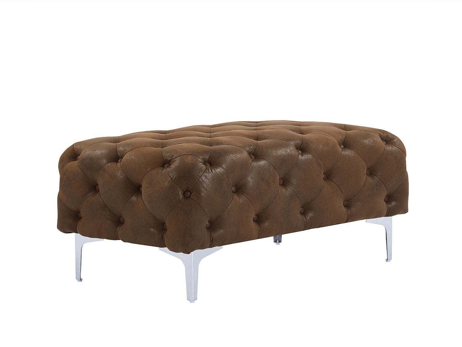 Puf chesterfield z mikrofibry o wyglądzie postarzanej skóry EDWINA