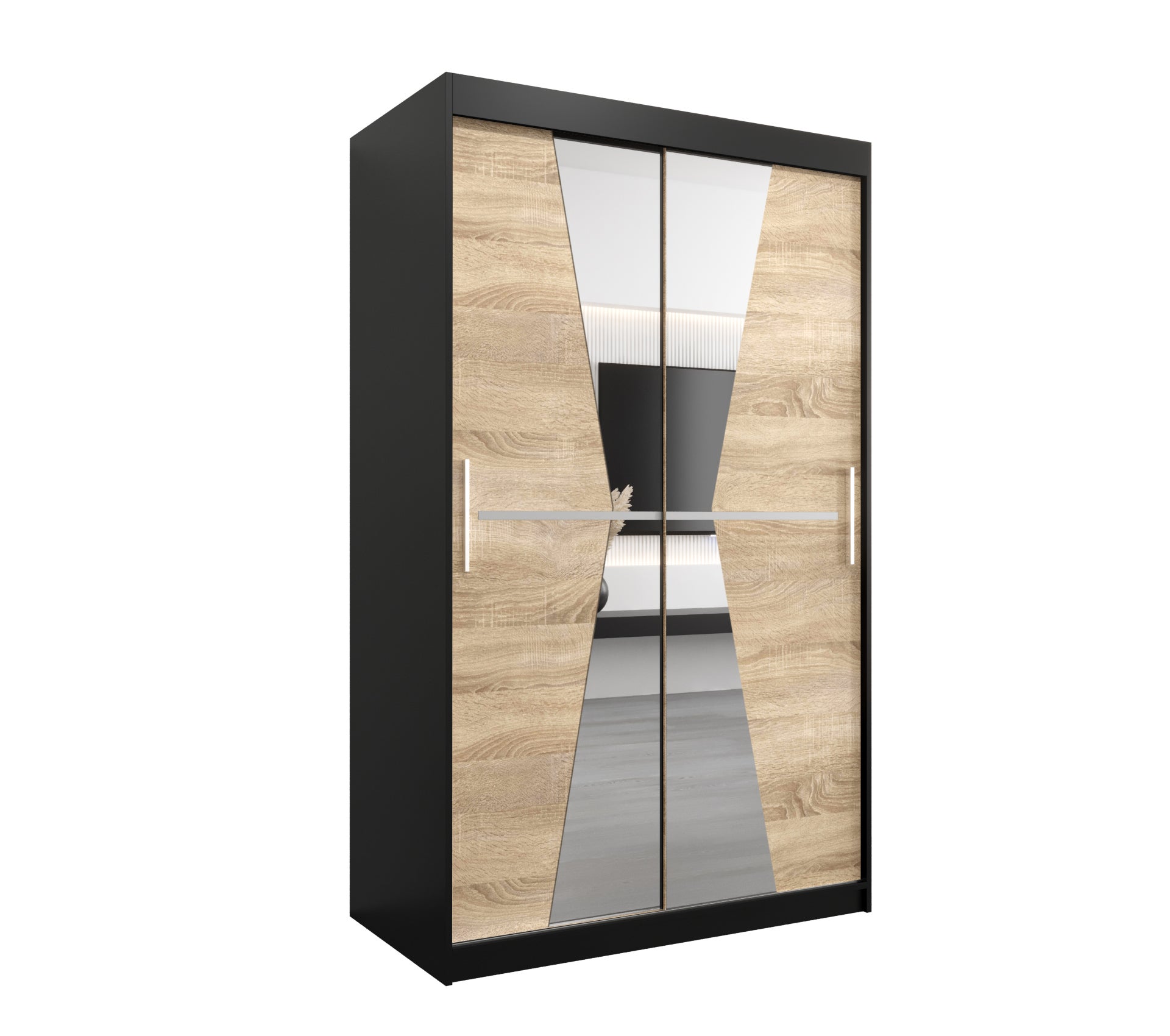 Szafa przesuwna garderoba MAROKO 120 x 62 x 200 cm Czarny + Sonoma - Abiks Meble