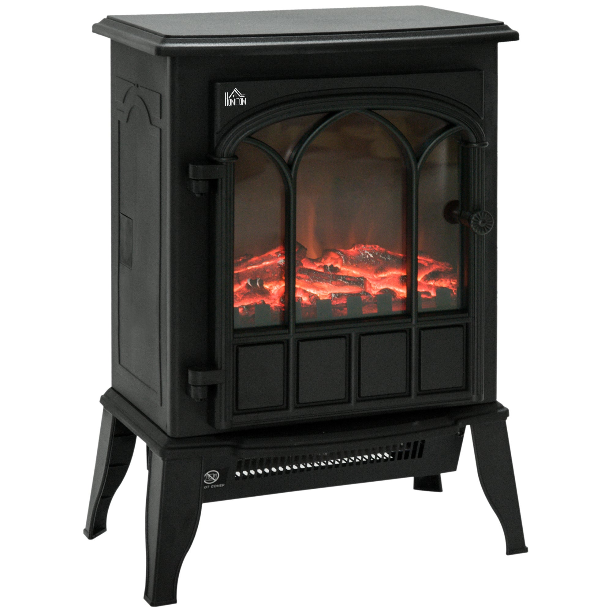 Kominek elektryczny, płomienie LED, 1000/2000 W, regulowana temperatura i jasność, metal, 39 x 23 x 56,5 cm