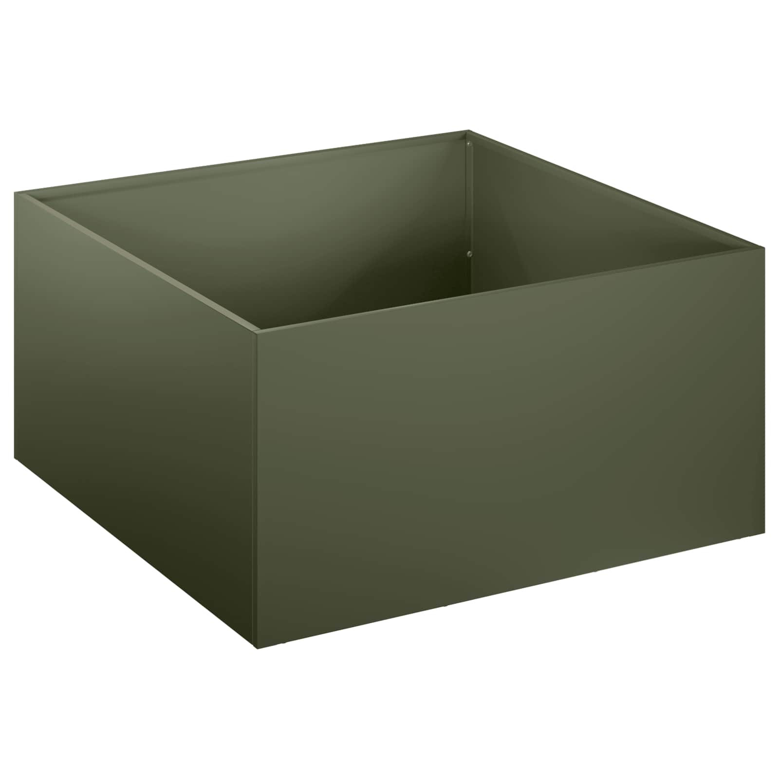Donica Ogrodowa Stalowa 60x60x30 cm Oliwkowa na Taras na Balkon na Kwiaty