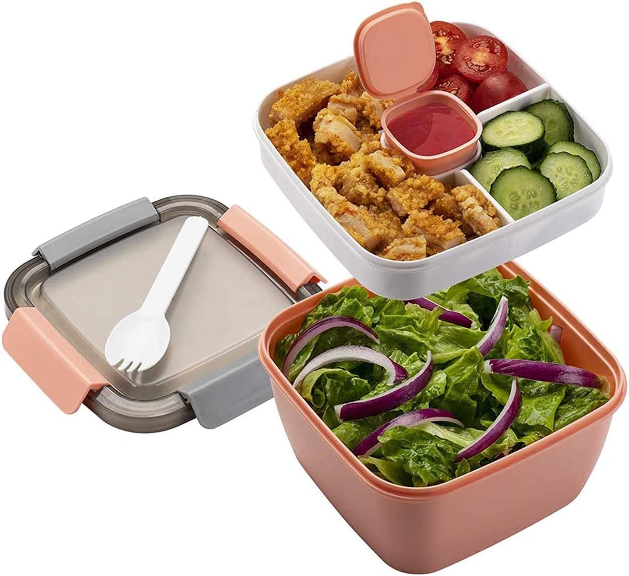 Lunchbox 1,1 l z przegródkami, lunchbox dla dorosłych/dzieci, wytrzymały lunchbox bento, lunchbox na sałatkę, lunchbox nadający się do mikrofalówki, d