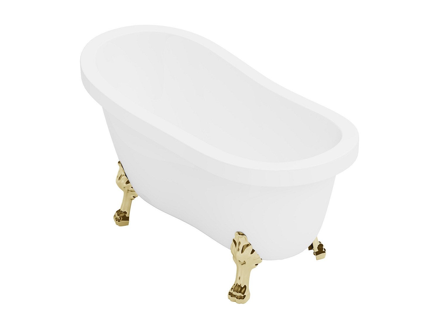 Wanna wolnostojąca retro ze złotymi nogami w kształcie lwich łap – 200 l – 145 x 74 x 77 cm – Biała – NISOS