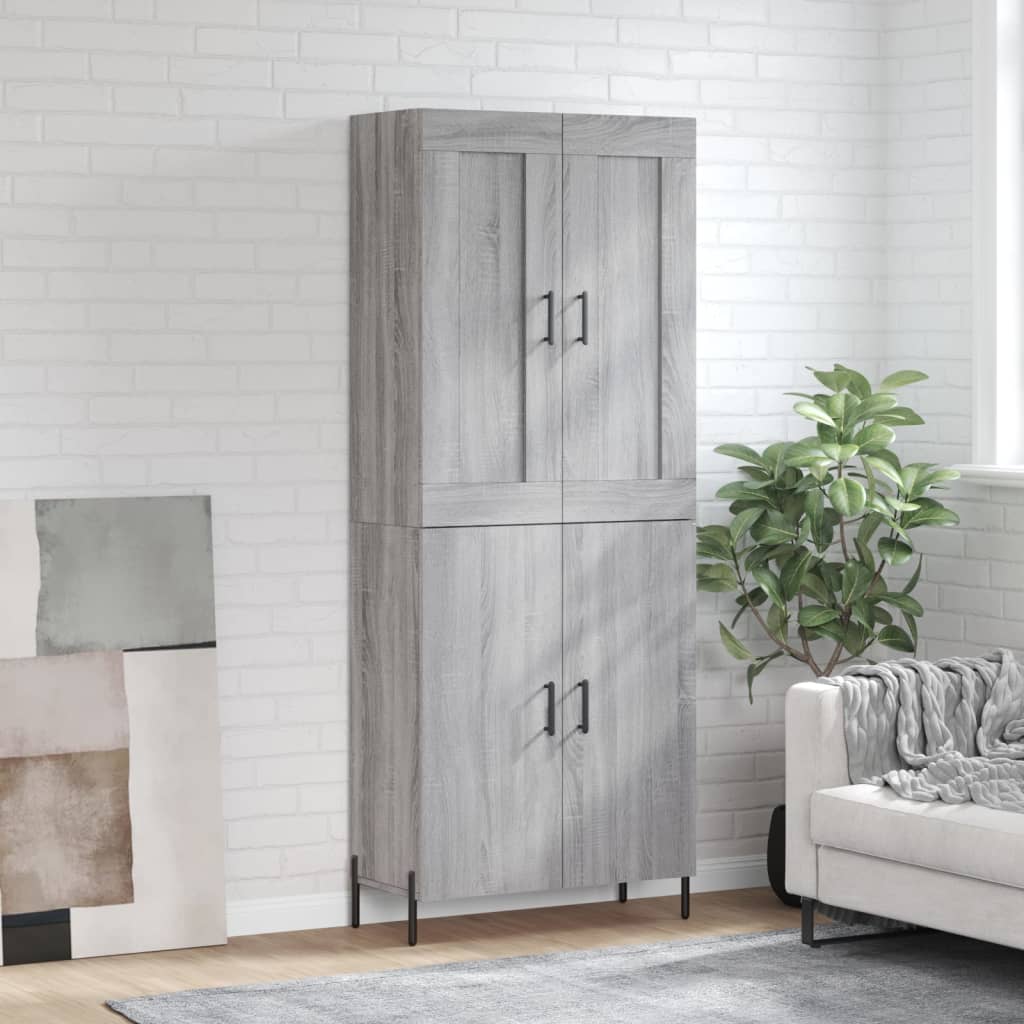vidaXL Witrynka szary dąb sonoma 69,5x34x180cm materiał drewnopochodny