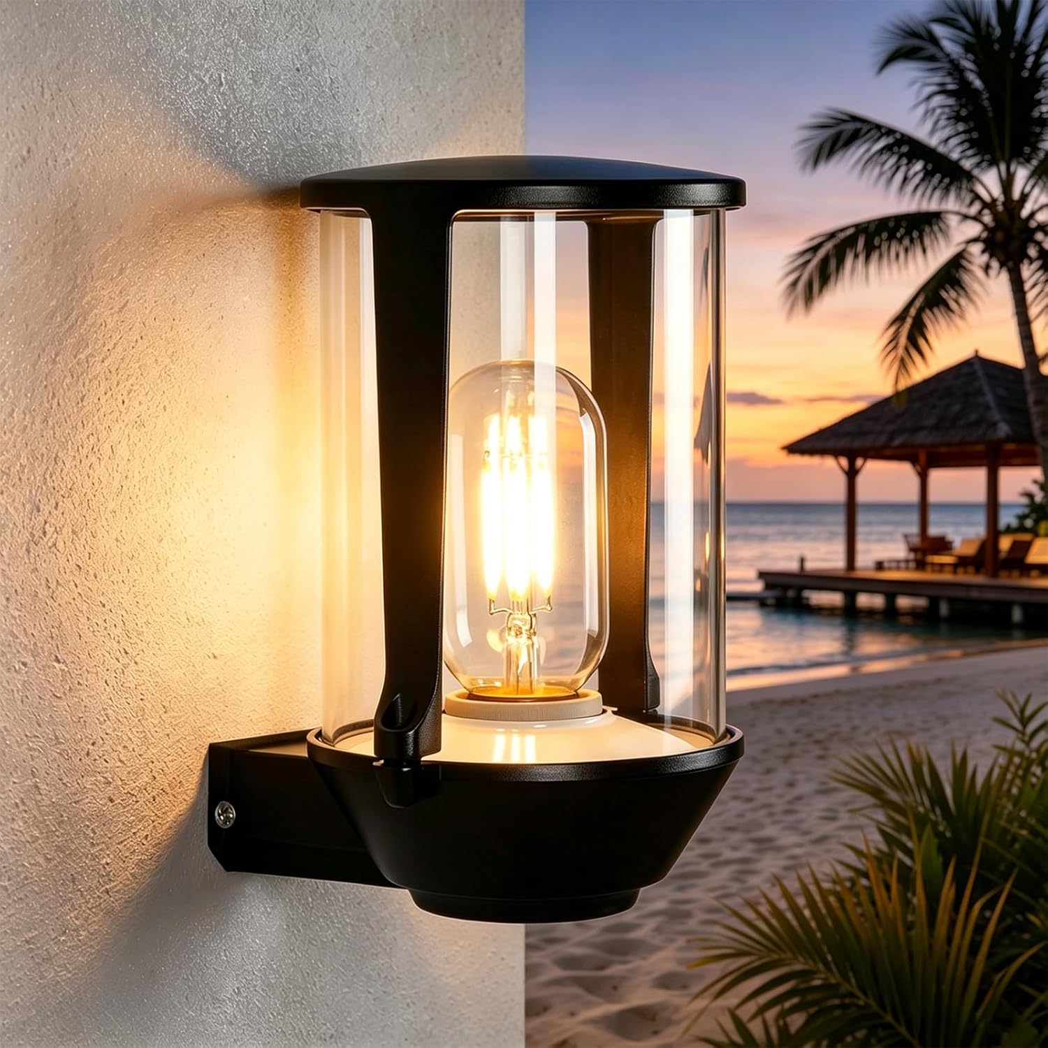 NETTLIFE IP54 E27 Czarna zewnętrzna lampa ścienna LED, wodoodporna oprawa oświetleniowa do elewacji domu, ogrodu,maks. 40 W