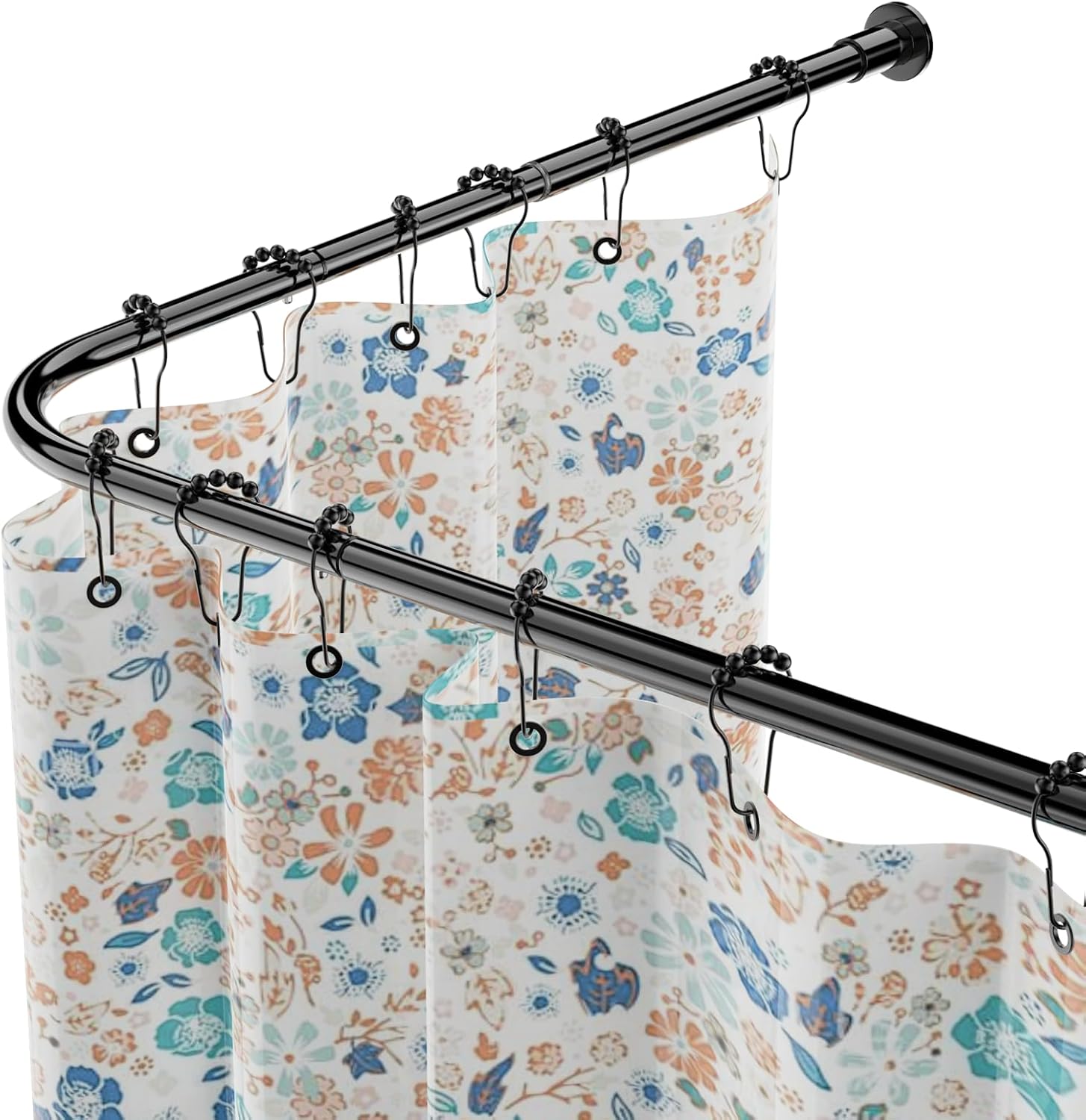 Drążek do zasłony prysznicowej w kształcie litery L, regulowany 68–96 cm × 68–96 cm, stalowy narożny drążek do prysznica wodoodporny