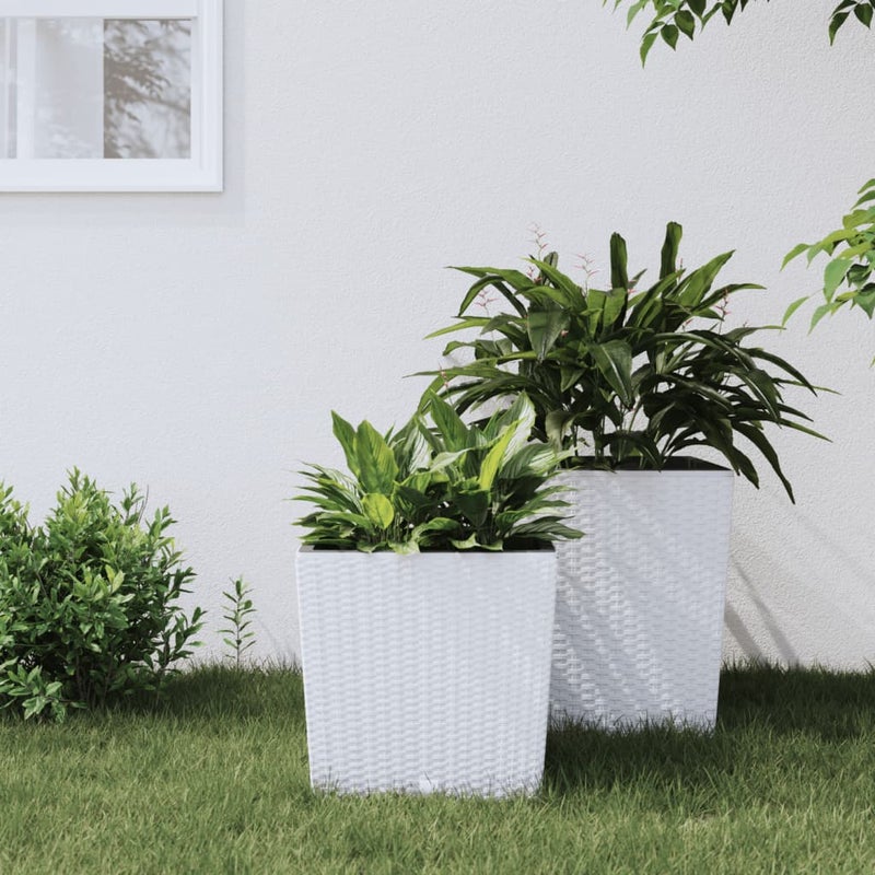 Donica z pojemnikiem wewnętrznym, biała, 21/32 L, rattan PP vidaXL