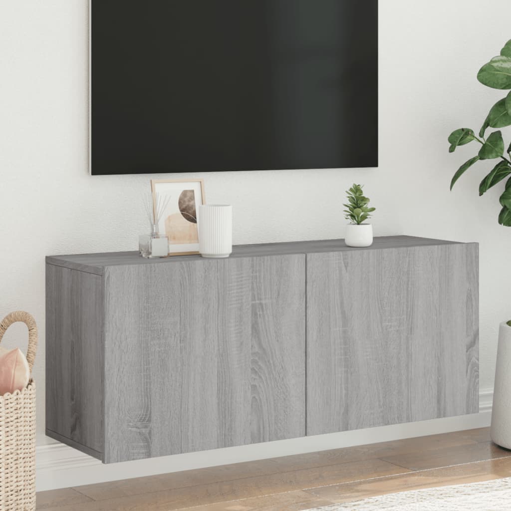 Szafka pod telewizor, ścienna, szary dąb sonoma, 100x30x41 cm vidaXL