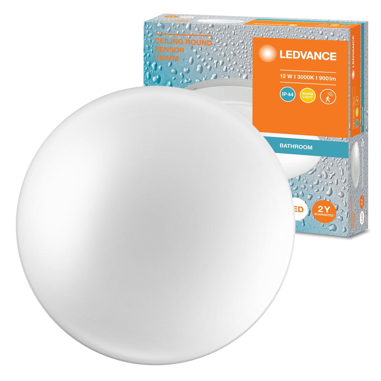 Plafon Ledvance Lampa Sufitowa Natynkowa 12W 900lm 3000K Ciepła IP44 Biały z Czujnikiem Dźwięku