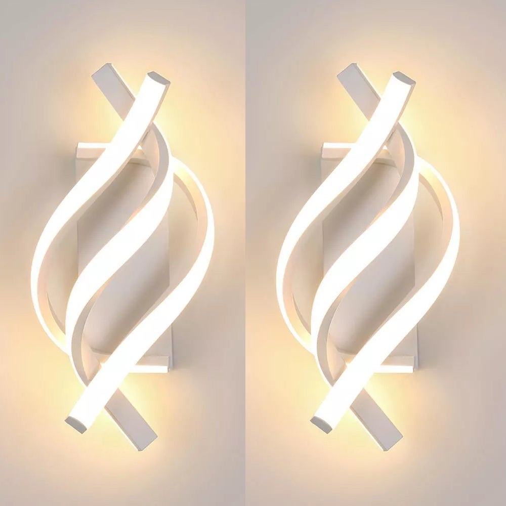 2-częściowa lampa ścienna, nowoczesna spiralna lampa ścienna LED, oświetlenie wewnętrzne 3000K, lampka nocna do domu