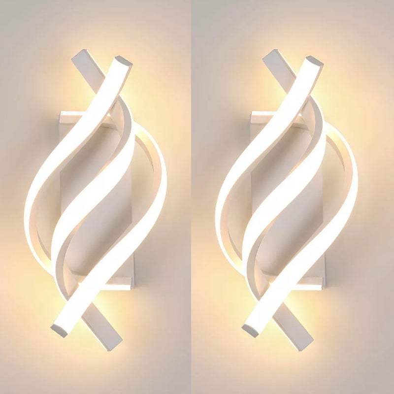 2-częściowa lampa ścienna, nowoczesna spiralna lampa ścienna LED, oświetlenie wewnętrzne 3000K, lampka nocna do domu