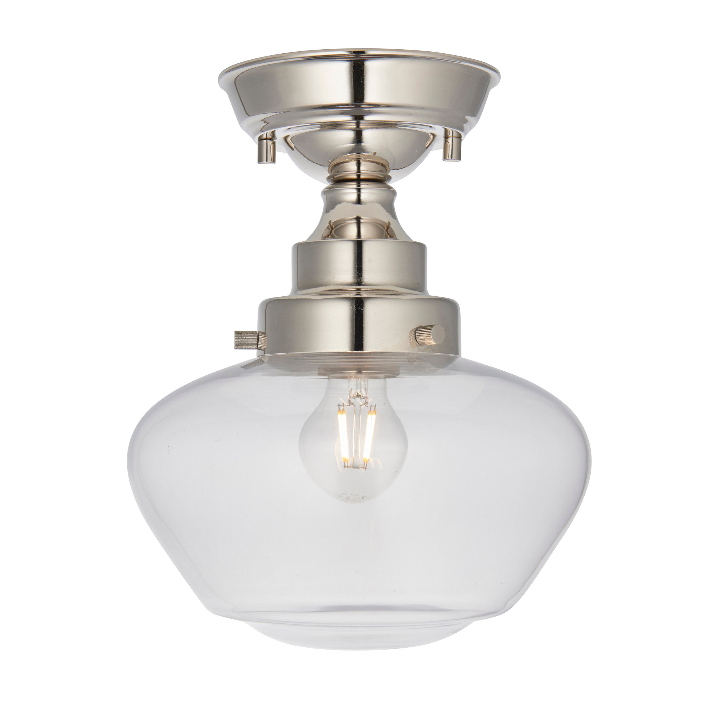 Lampa sufitowa retro szklany przezroczysty klosz niklowa 1xE27 10W CAMBERLEY Endon