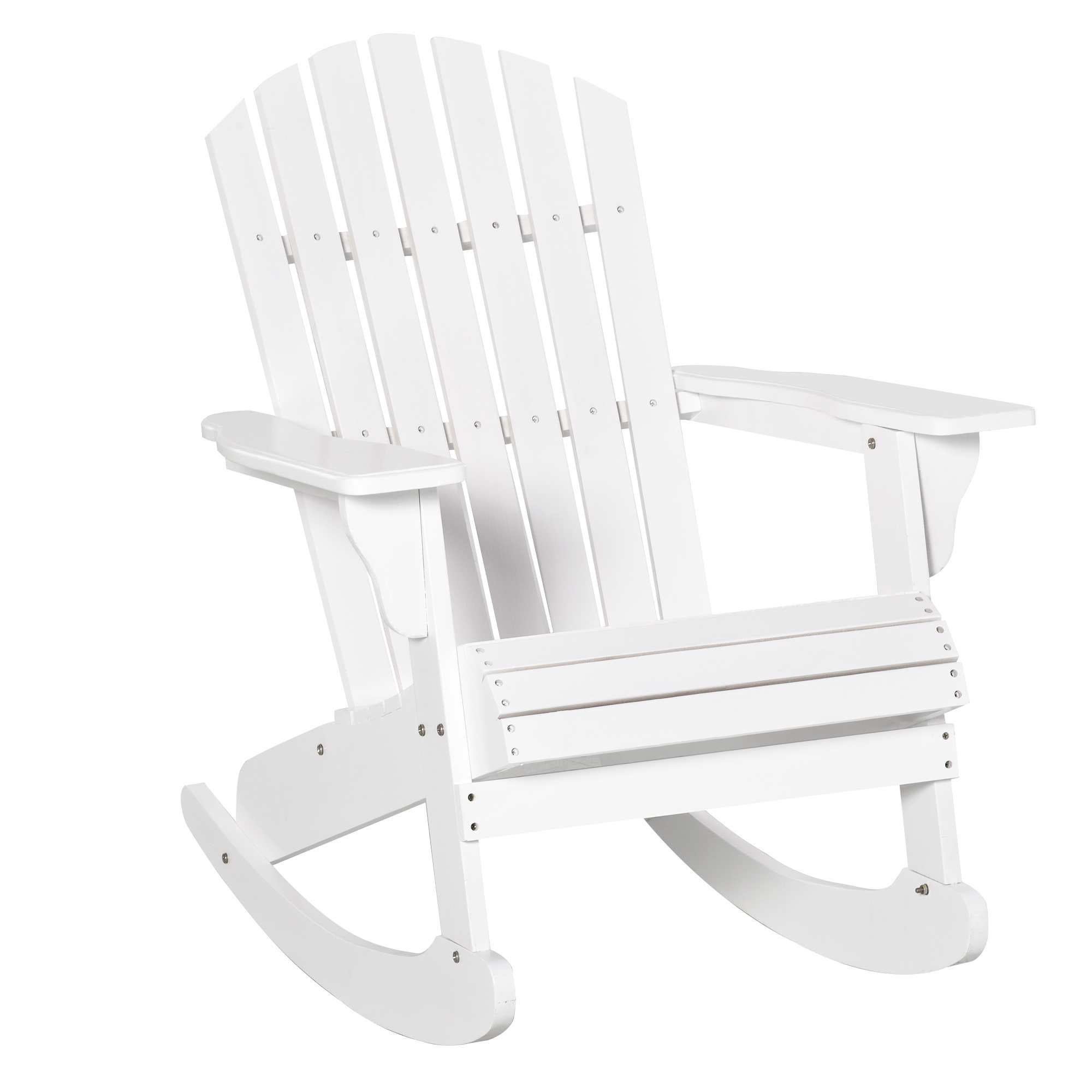 Fotel bujany ogrodowy Adirondack biały drewniany na taras balkon odporny na warunki atmosferyczne ergonomiczny 77x94x97 cm