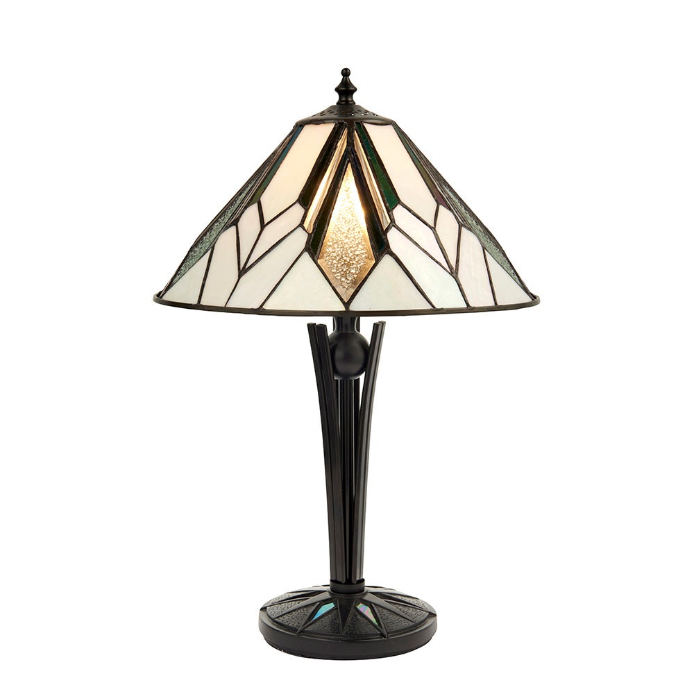 Lampa stołowa witrażowa stożkowy szklany klosz geometryczna 1xE14 40W ASTORIA Tiffany
