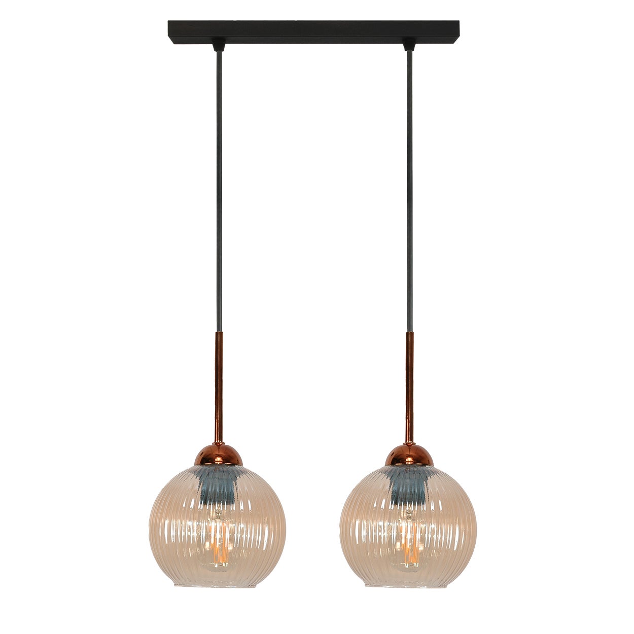 Lampa wisząca sufitowa 2 punktowa PION E27 bursztynowa nowoczesna IP20 Edylit
