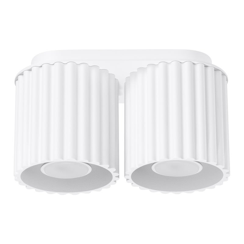 Lampa sufitowa nowoczesna biała owalna 21 cm ryflowane spoty 2xGU10 10W AURA Sollux Lighting