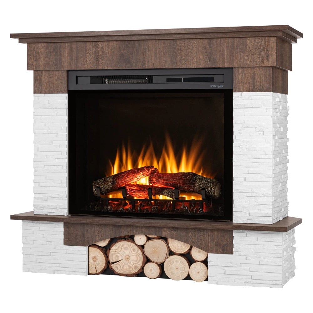 Kominek elektryczny narożny 28" XHD grzewczy LED 1400W dekor orzech pilot Warmtec Porto