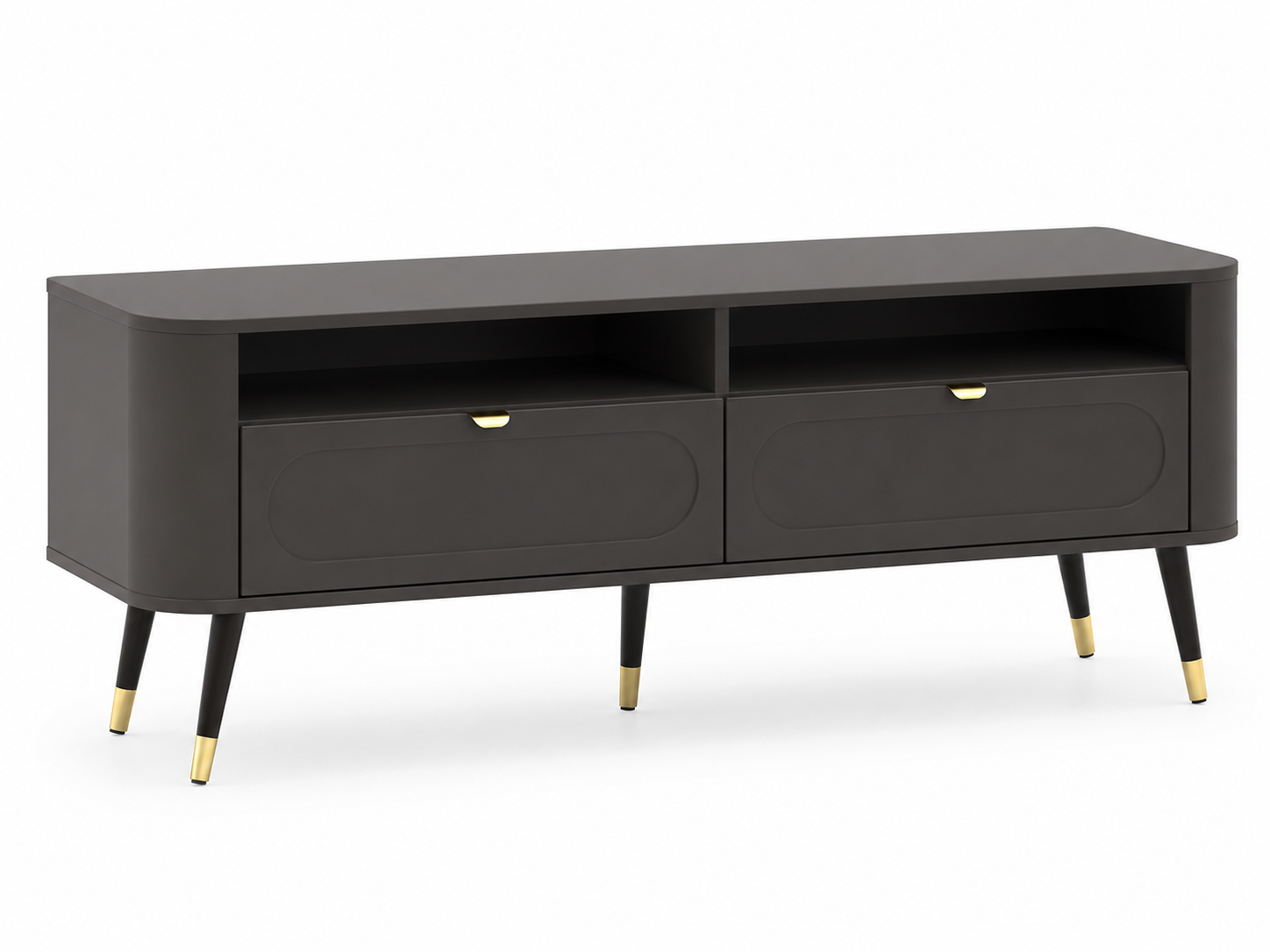 Szafka RTV: 2 szuflady, Czarny, 138,2 x 40 x 52,6 cm