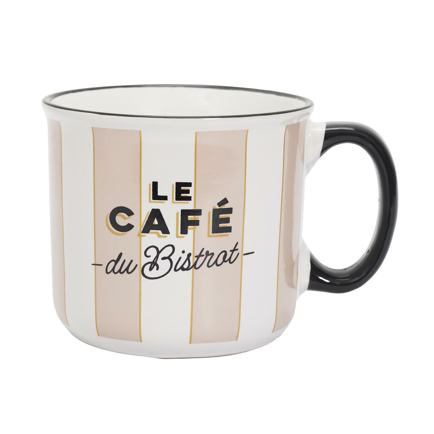 Stylowy kubek Bistrot beżowe pasy HowHomely 450 ml 1 szt.
