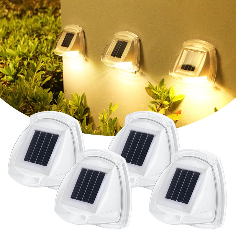 4PCS Solar Light 8LED Outdoor Garden Fence Wall Landscape Solar Garden Light, ciepła biel