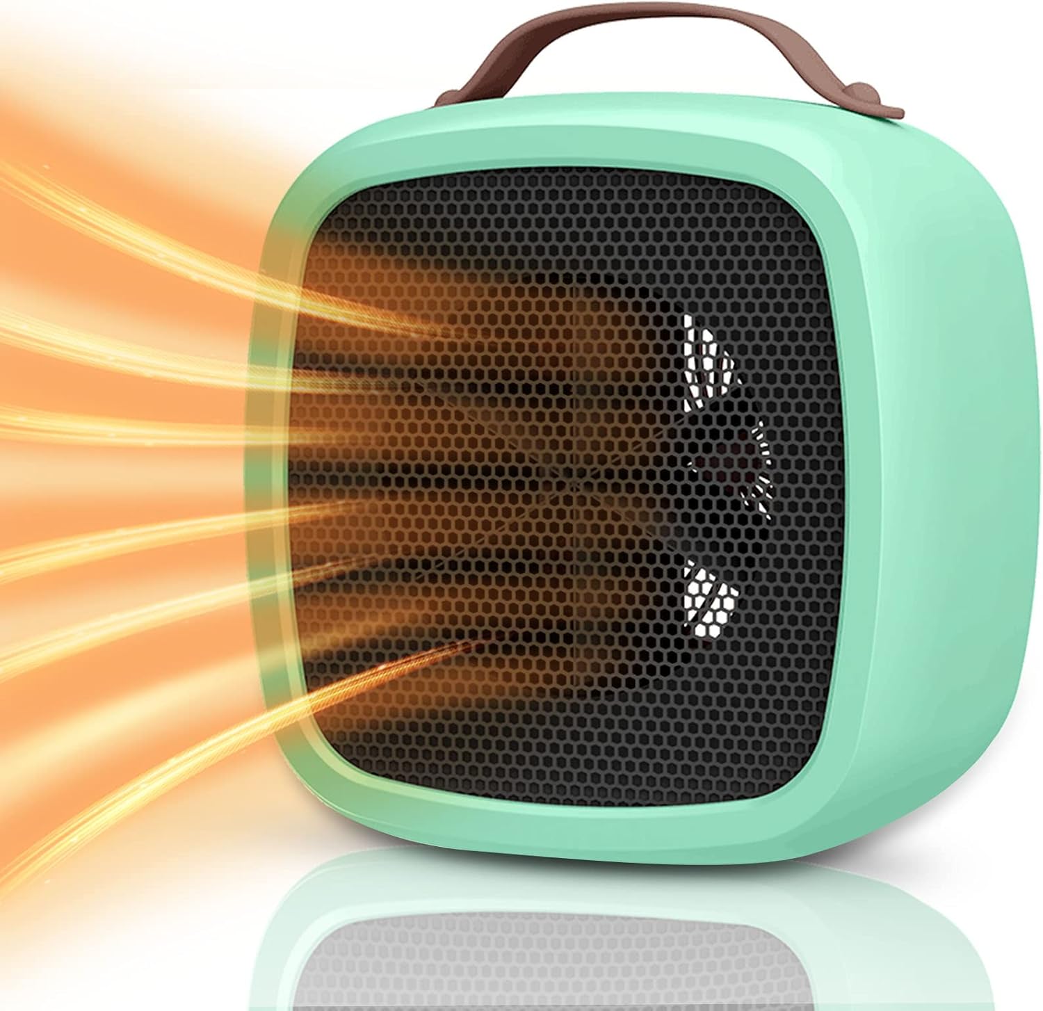 Przenośny termowentylator, Mini ceramiczny grzejnik elektryczny PTC z inteligentną kontrolą temperatury 500 W, (zielony)