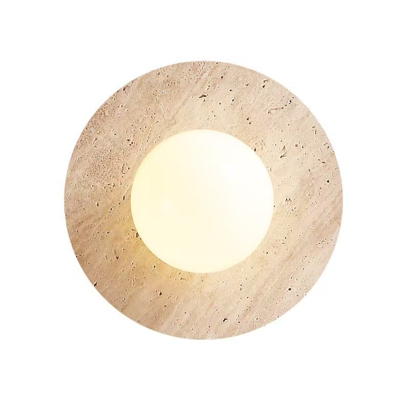 Regulowana lampa ścienna trójkolorowa – Lampa ścienna trawertynowa – Lampka nocna – Dekoracja ścienna – (18 x 18 cm)