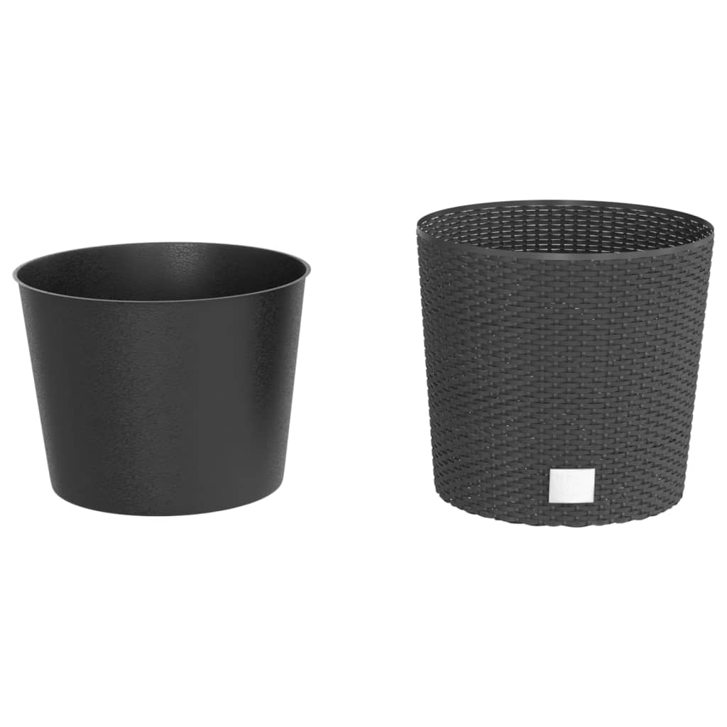 Donica z pojemnikiem wewnętrznym, antracyt, 15/15,3L, rattan PP