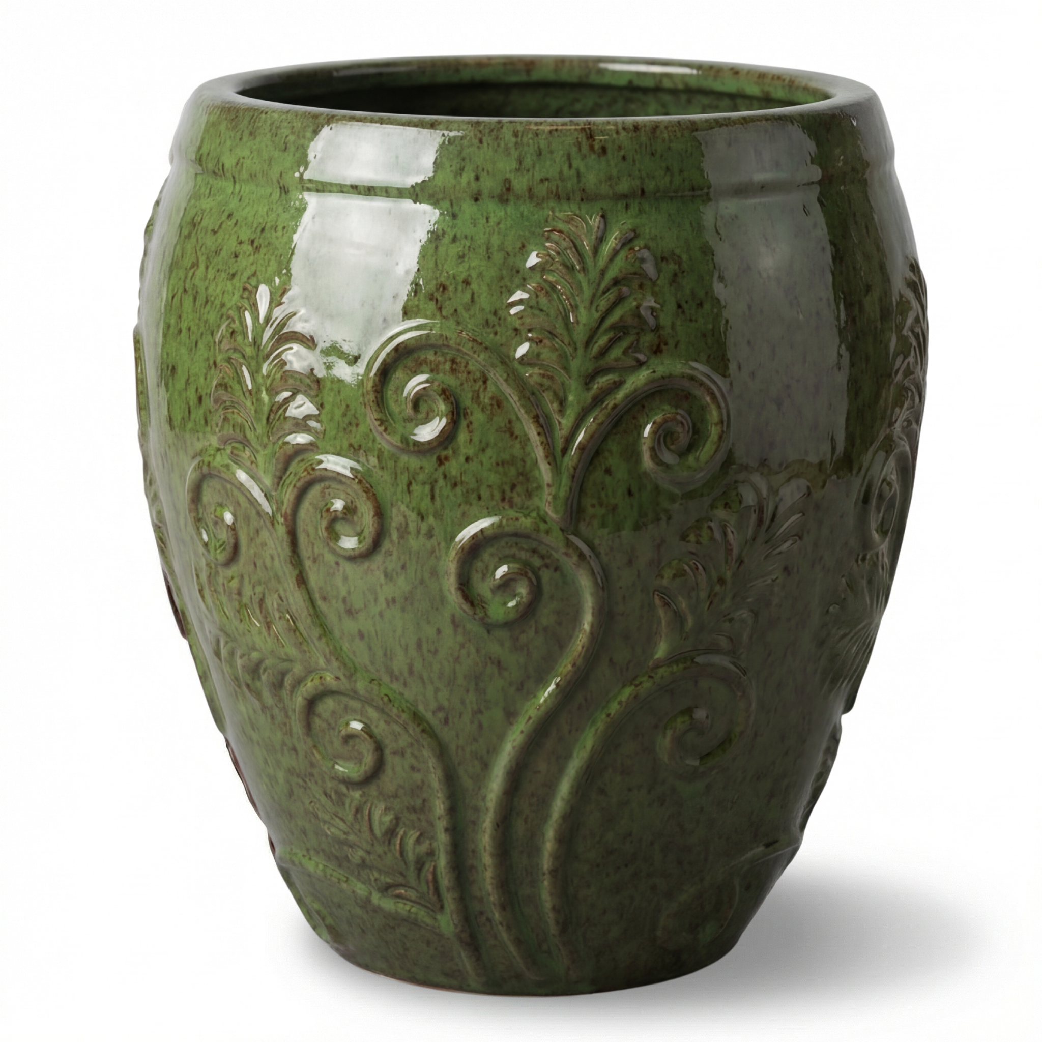 Donica ceramiczna Provencelia GAIA Tropikalna zieleń, sred.52 x H58 cm, mrozoodporna, rękodzieło, szkliwiona